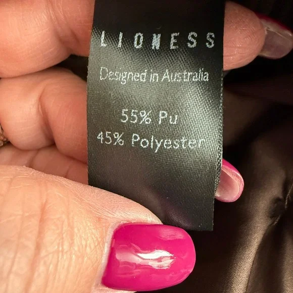 Lioness Staten Island Brown Vegan Leather Cropped Moto Jacket Womens XS NEW - Picture 5 of 11